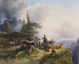Alpenwirtschaft am Untersberg da Friedrich Gauermann